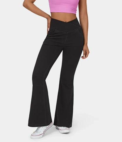 Bella Flare Jeans with High Waist Crossover Pockets