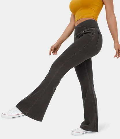 Bella Flare Jeans with High Waist Crossover Pockets