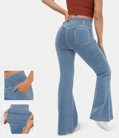 Bella Flare Jeans with High Waist Crossover Pockets