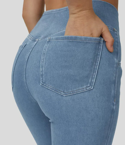 Bella Flare Jeans with High Waist Crossover Pockets