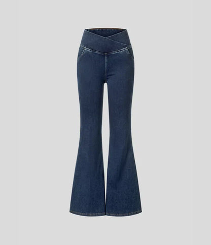 Bella Flare Jeans with High Waist Crossover Pockets