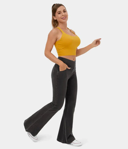 Bella Flare Jeans with High Waist Crossover Pockets