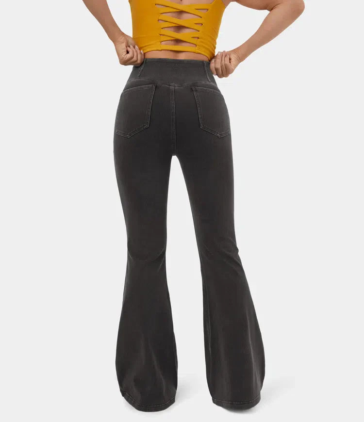 Bella Flare Jeans with High Waist Crossover Pockets