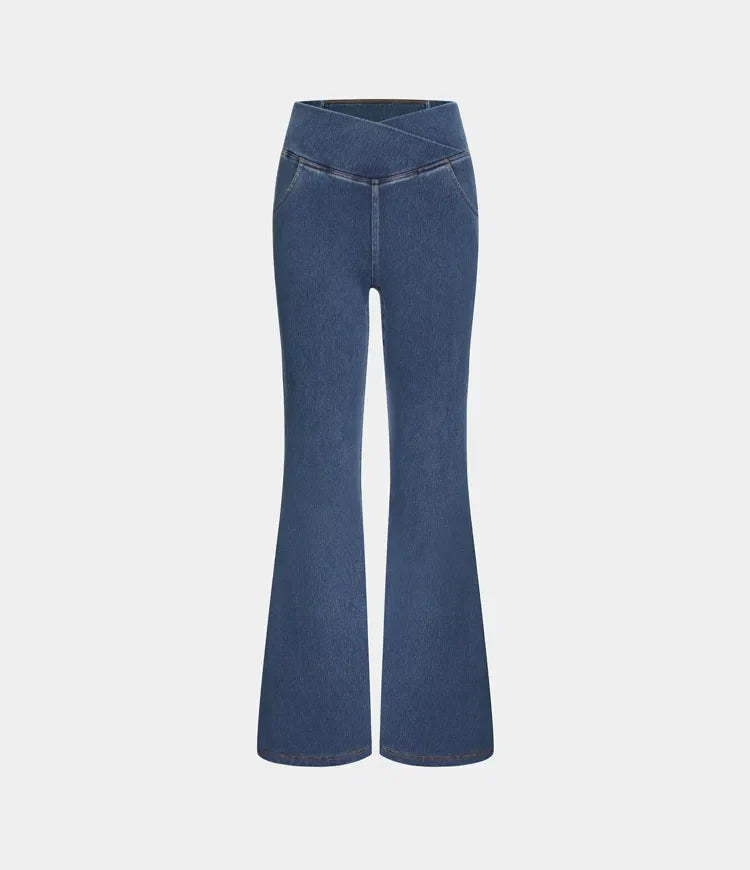 Bella Flare Jeans with High Waist Crossover Pockets